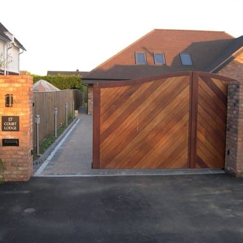Sliding wooden gate installation Wiltshire