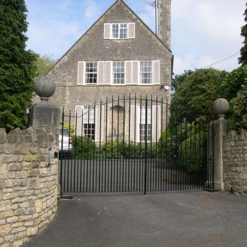Electric swing gates wrought iron installed in Gloucestershire